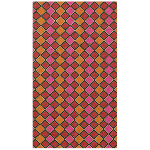 Vibrant Harlequin Diamond Pattern in Red, Orange, Tablecloth