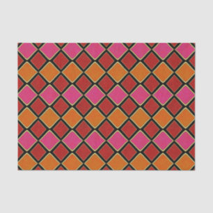 Vibrant Harlequin Diamond Pattern in Red, Orange, Tissue Paper