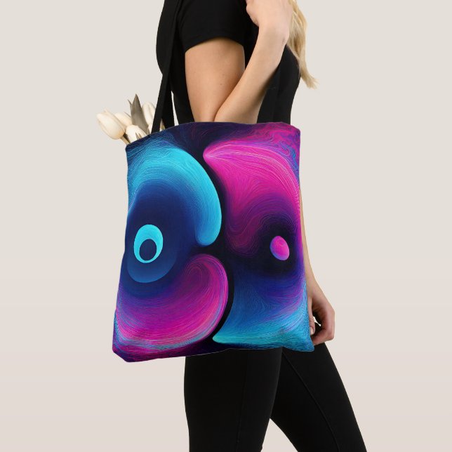 Vibrant Harmony Modern Interpretation of Yin Yan Tote Bag (Close Up)