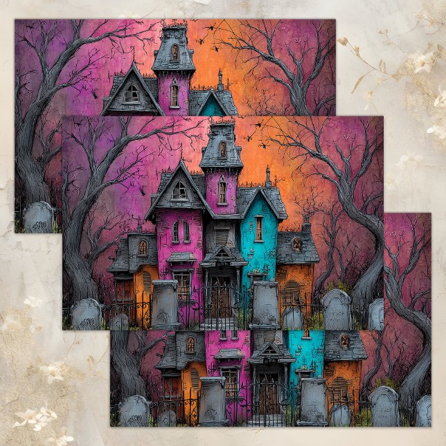 VIBRANT HAUNTED MANSION DECOUPAGE TISSUE PAPER (VIBRANT HAUNTED MANSION DECOUPAGE TISSUE PAPER)