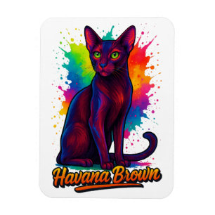 Vibrant Havana Brown Cat Pop Art – Colourful Moder Magnet