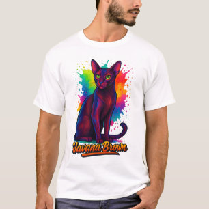 Vibrant Havana Brown Cat Pop Art – Colourful Moder T-Shirt