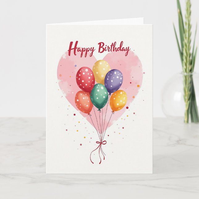Vibrant Heart Balloons Card (Front)