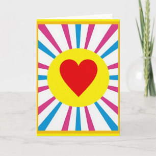 Vibrant Heart Sunburst Card