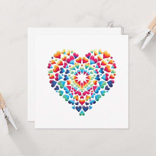 Vibrant Heart Tie-Dye Invitation (Front/Back In Situ)