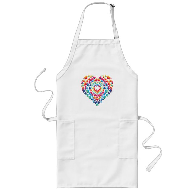 Vibrant Heart Tie-Dye Long Apron (Front)