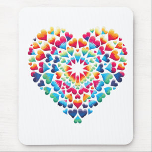 Vibrant Heart Tie-Dye Mouse Pad