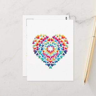 Vibrant Heart Tie-Dye Postcard
