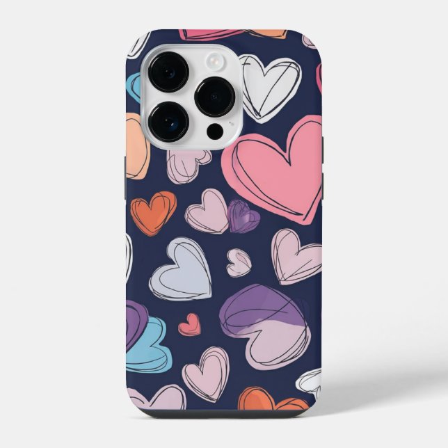 Vibrant Hearts iPhone Case - Romantic Gift Idea (Back)