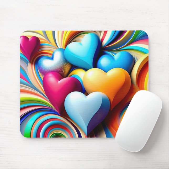 Vibrant Hearts  Mouse Pad (With Mouse)