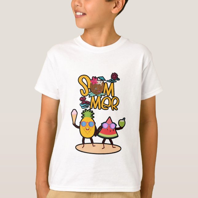 Vibrant Hello Summer | Colorful Ocean Animals  T-Shirt (Front)
