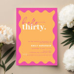 Vibrant Hello Thirty 30th Birthday Party Invitation<br><div class="desc">This vibrant 30th birthday party invitation is perfect for a modern birthday party. The modern design features contemporary orange background with wavy border. Customisable in any colour. Keep the design minimal and elegant, as is, or personalise it by adding your own graphics and artwork. For more advanced customisation of this...</div>