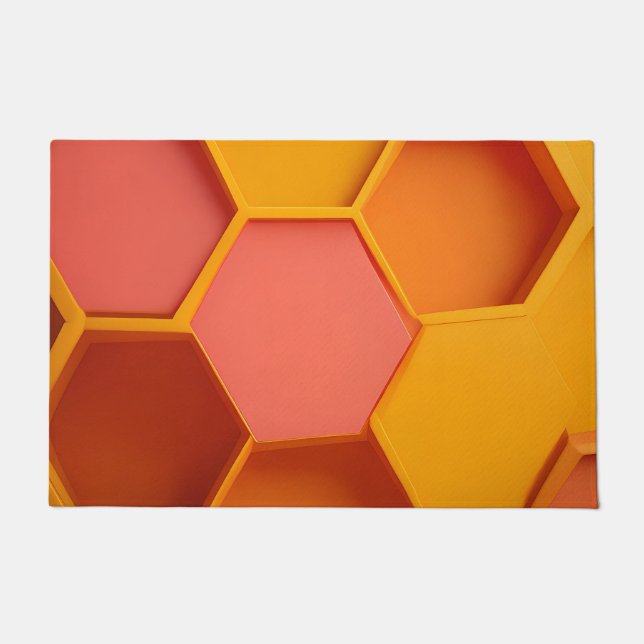 Vibrant Hexagon Honeycomb Geometric Gradient Doormat (Front)