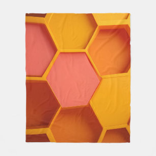 Vibrant Hexagon Honeycomb Geometric Gradient Fleece Blanket