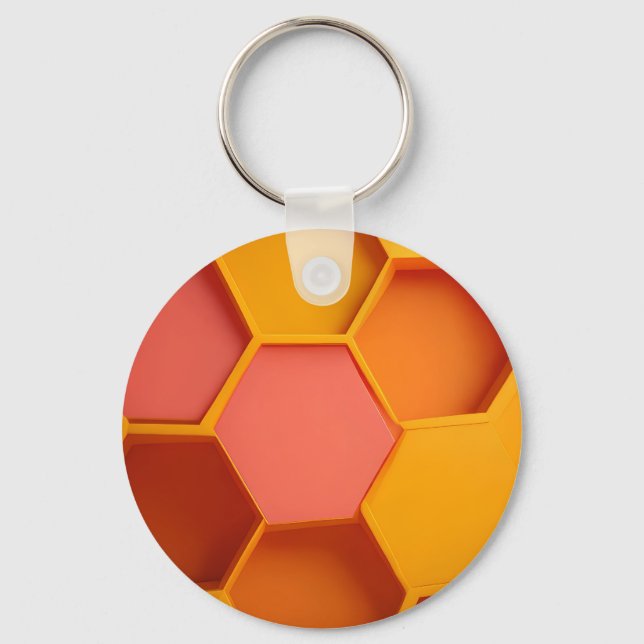 Vibrant Hexagon Honeycomb Geometric Gradient Key Ring (Front)