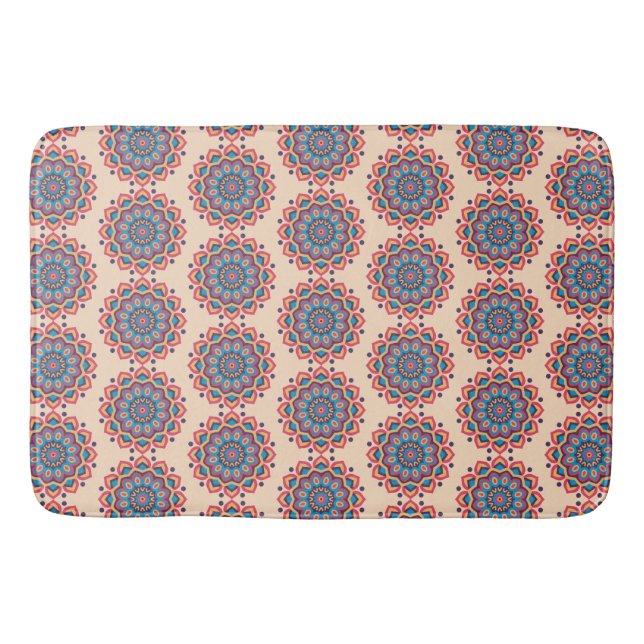 Vibrant Hexcolor Mandala Bath Mat (Front)