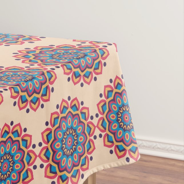 Vibrant Hexcolor Mandala Tablecloth (In Situ)