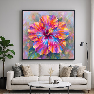 Vibrant Hibiscus Flower - Impressionistic Art Poster