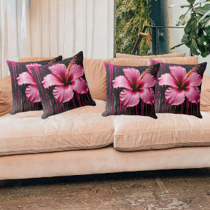 Vibrant Hibiscus Splash Cushion