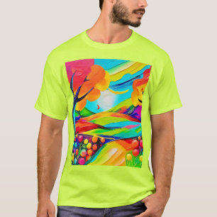Vibrant Hillside Harmony Painting T-Shirt