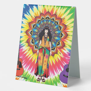 Vibrant Hippie Mandala Art with Acoustic Guitars