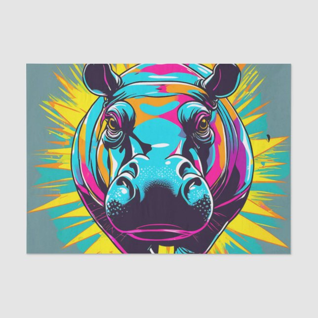 Vibrant Hippo Animal Tissue Paper (Front)
