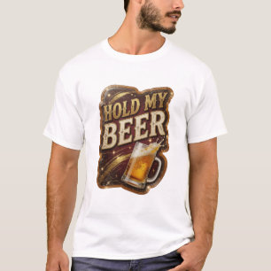 Vibrant HOLD MY BEER Artistic Motif T-Shirt