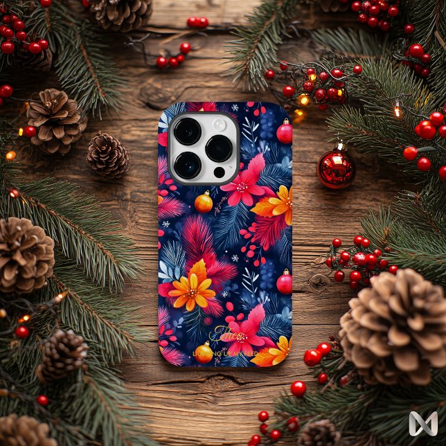 Vibrant Holiday Cheer – Festive Florals Ornaments Case-Mate iPhone Case (Creator Uploaded)