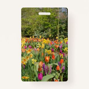 Vibrant Holland Tulip Garden ID Badge