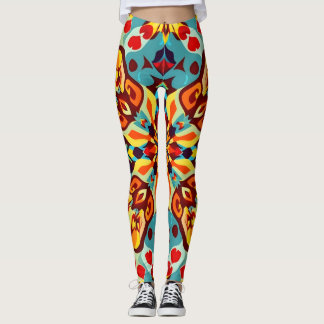 Vibrant Home Decor Leggings - Symmetrical Pattern
