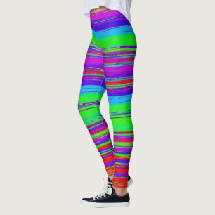 Vibrant Horizontal Glitch Pattern Leggings