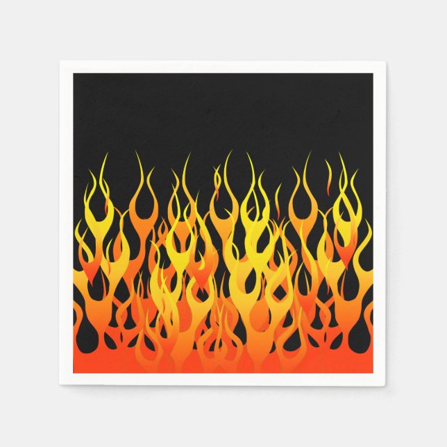 Vibrant Hot Classic Racing Flames on Fire Napkin (Front)