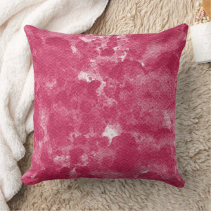 Vibrant Hot Pink Abstract Watercolor Art Cushion