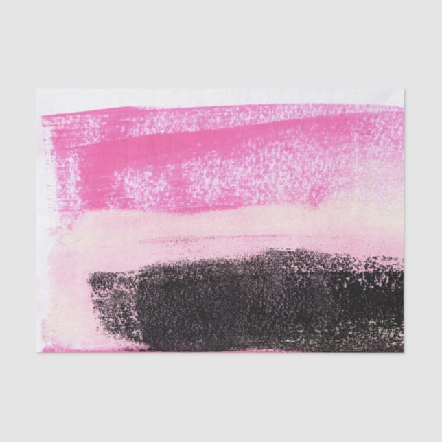 Vibrant Hot Pink Black Abstract Ink Tissue Paper (Front)