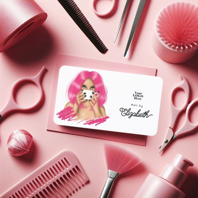 Vibrant Hot-Pink Chic Hair Salon Branding Business Card (Vibrant Hot-Pink Chic Hair Salon Branding Business Card)