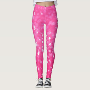 Vibrant Hot Pink Glitter Sparkle Texture Photo  Leggings