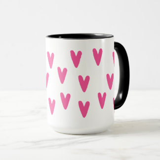 Vibrant Hot Pink Heart Pattern Trendy Girly Gift Mug