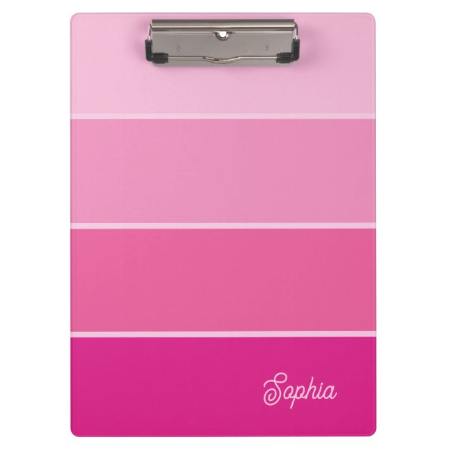 Vibrant Hot Pink | Ombre Stripes with Script Clipboard (Front)