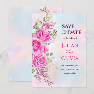 Vibrant Hot Pink Save the Date Invitation