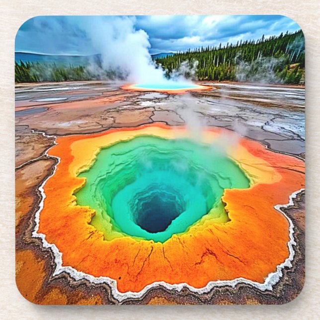 Vibrant Hot Spring: Earth's Wonder Art Coaster (Front)