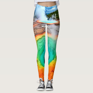Vibrant Hot Spring: Earth's Wonder Art Leggings