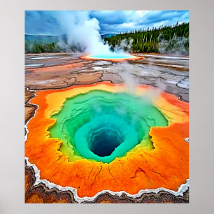 Vibrant Hot Spring: Earth's Wonder Art Poster