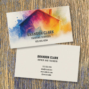 Vibrant Hues Watercolor House Silhouette Painting Business Card