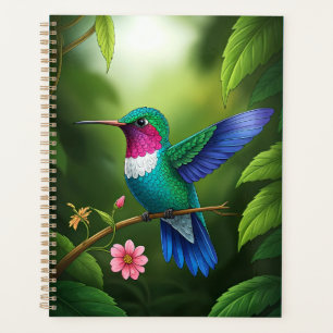 Vibrant Hummingbird Among Leaves Planner