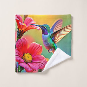 Vibrant Hummingbird at Sunset Design Bath Towel Set