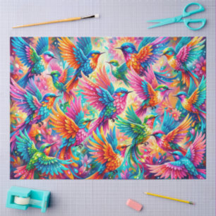 Vibrant Hummingbird Dreamscape – Tropical Boho Tissue Paper