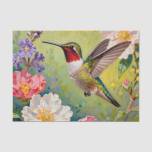 Vibrant Hummingbird Floral Garden Tissue Paper