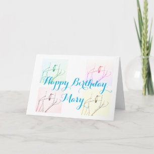 Vibrant hummingbirds happy birthday card