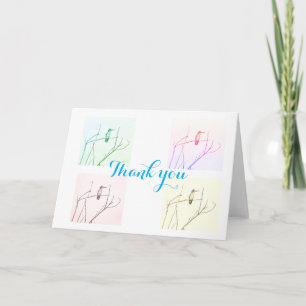 Vibrant hummingbirds thank you card