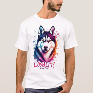 Vibrant Husky Dog  T-Shirt